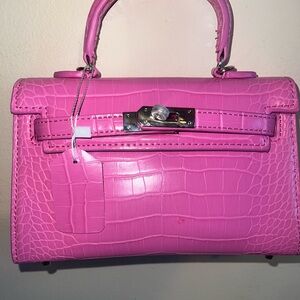 Pink Crocodile-Embossed Handbag